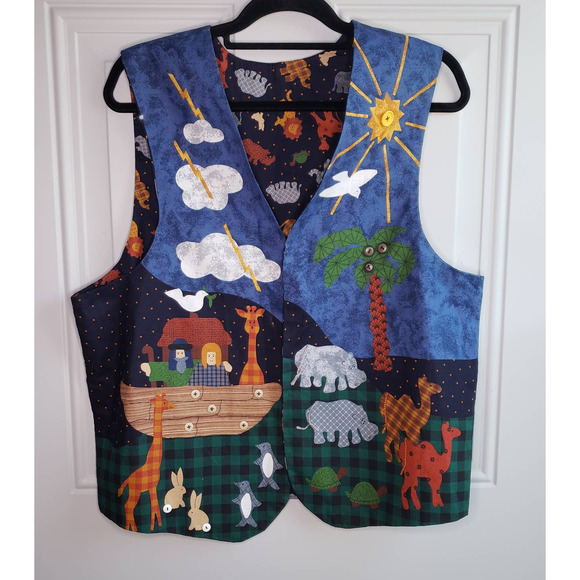 no brand Jackets & Blazers - Vintage 1990s Noah’s Ark Embellished Reversible Handmade Teacher Vest Medium